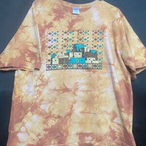 M&O Knits Southwestern Tie Dye Graphic Tee T-Shirt XL